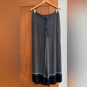 La Vie En Rose Aqua Black and White Patterned Beach Coverall Pants SZ.M